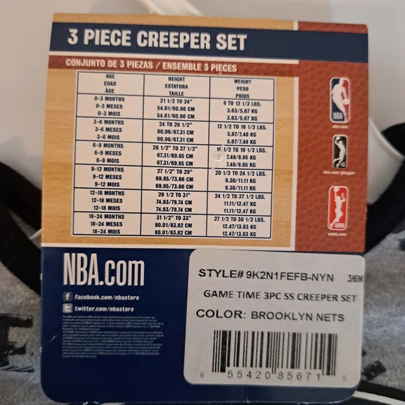 NBA Brooklyn Nets Infant Creeper Set - Black, White, Gray - Picture 5 of 5